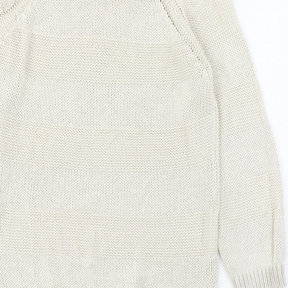 In Wear Womens Ivory Round Neck Cotton Pullover Jumper Size S