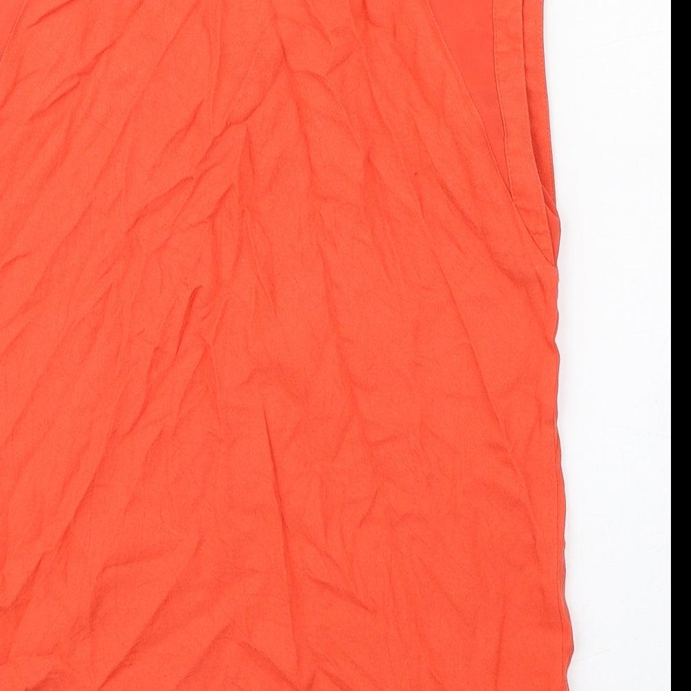 Warehouse Womens Orange Viscose Basic Tank Size 10 Round Neck