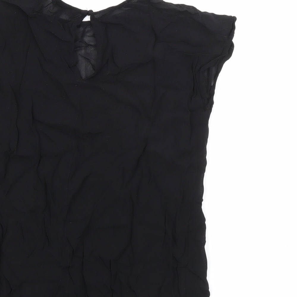 NEXT Womens Black Viscose Basic Blouse Size 12 Round Neck