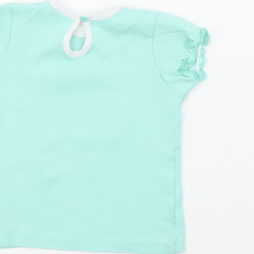 Baby Club Baby Blue Cotton Pullover T-Shirt Size 18-24 Months Crew Neck Button - Super Sunny Days