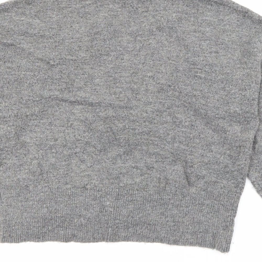 H&M Womens Grey Roll Neck Acrylic Pullover Jumper Size XS