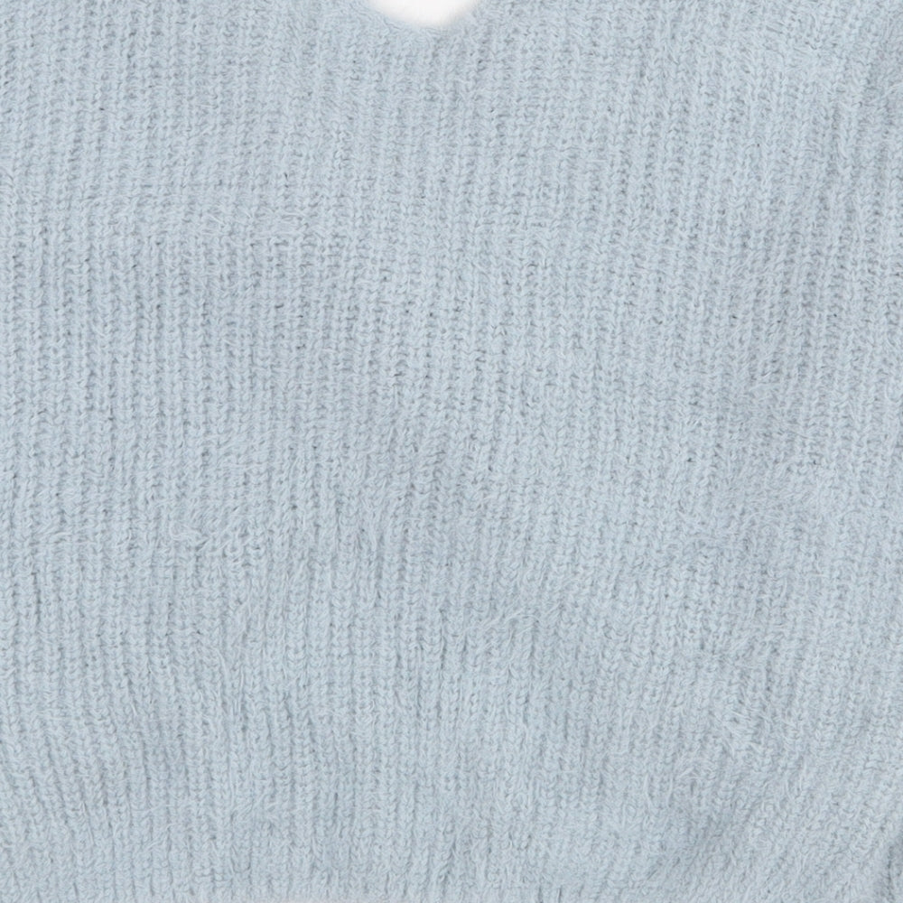 New Look Girls Blue V-Neck Polyamide Pullover Jumper Size 10-11 Years Pullover