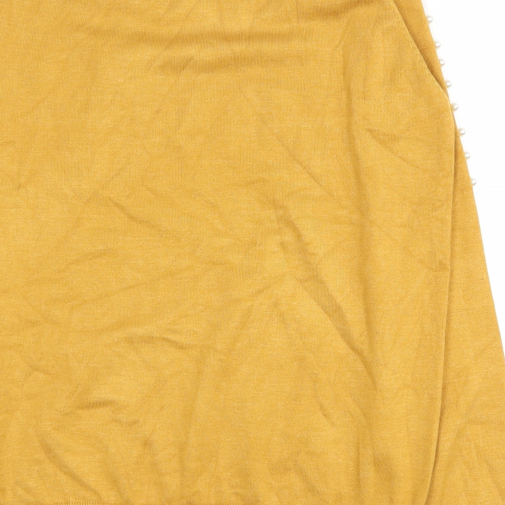 PARAMOUR Womens Yellow Round Neck Viscose Pullover Jumper Size L