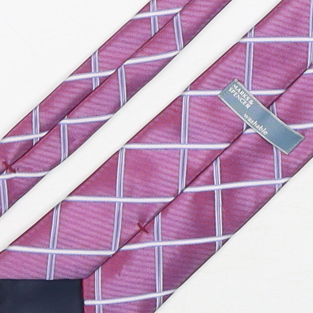 Marks & Spencer Mens Multicoloured Plaids & Checks Polyester Pointed Tie One Size