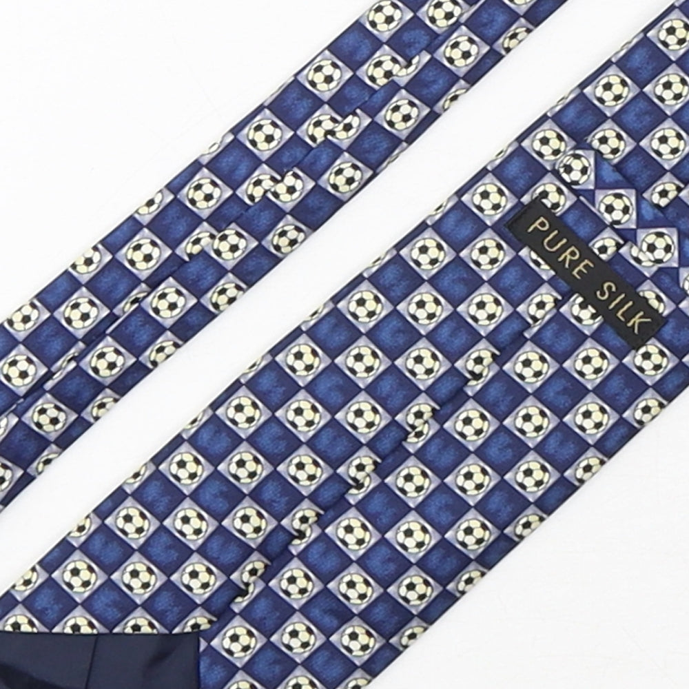 Marks & Spencer Mens Multicoloured Plaids & Checks Silk Pointed Tie One Size - Football