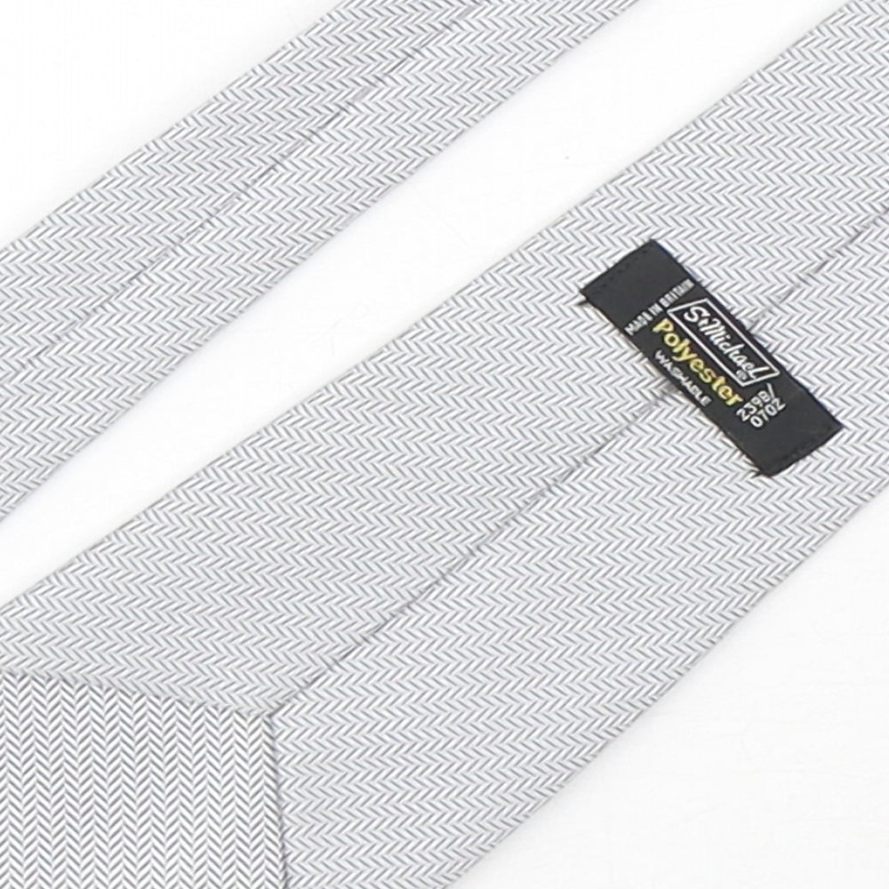 St Michael Mens Grey Geometric Polyester Pointed Tie One Size
