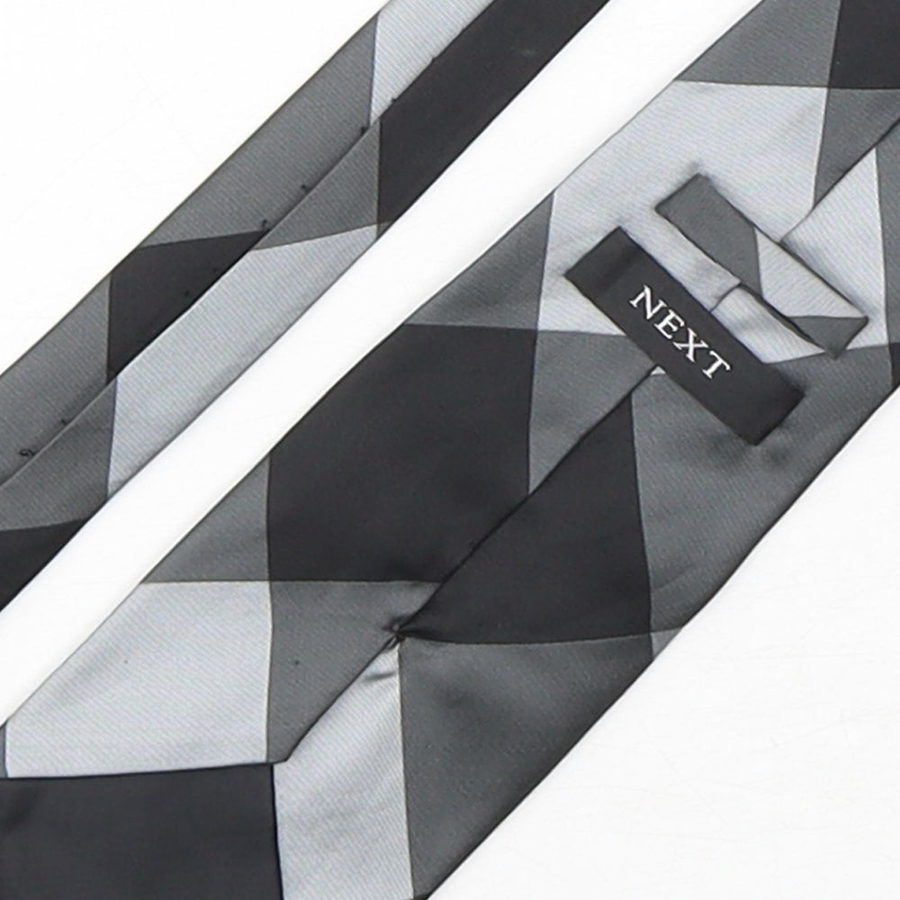 Next Mens Grey Plaids & Checks Polyester Pointed Tie One Size