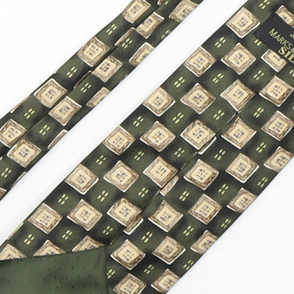 Marks & Spencer Mens Multicoloured Plaids & Checks Silk Pointed Tie One Size