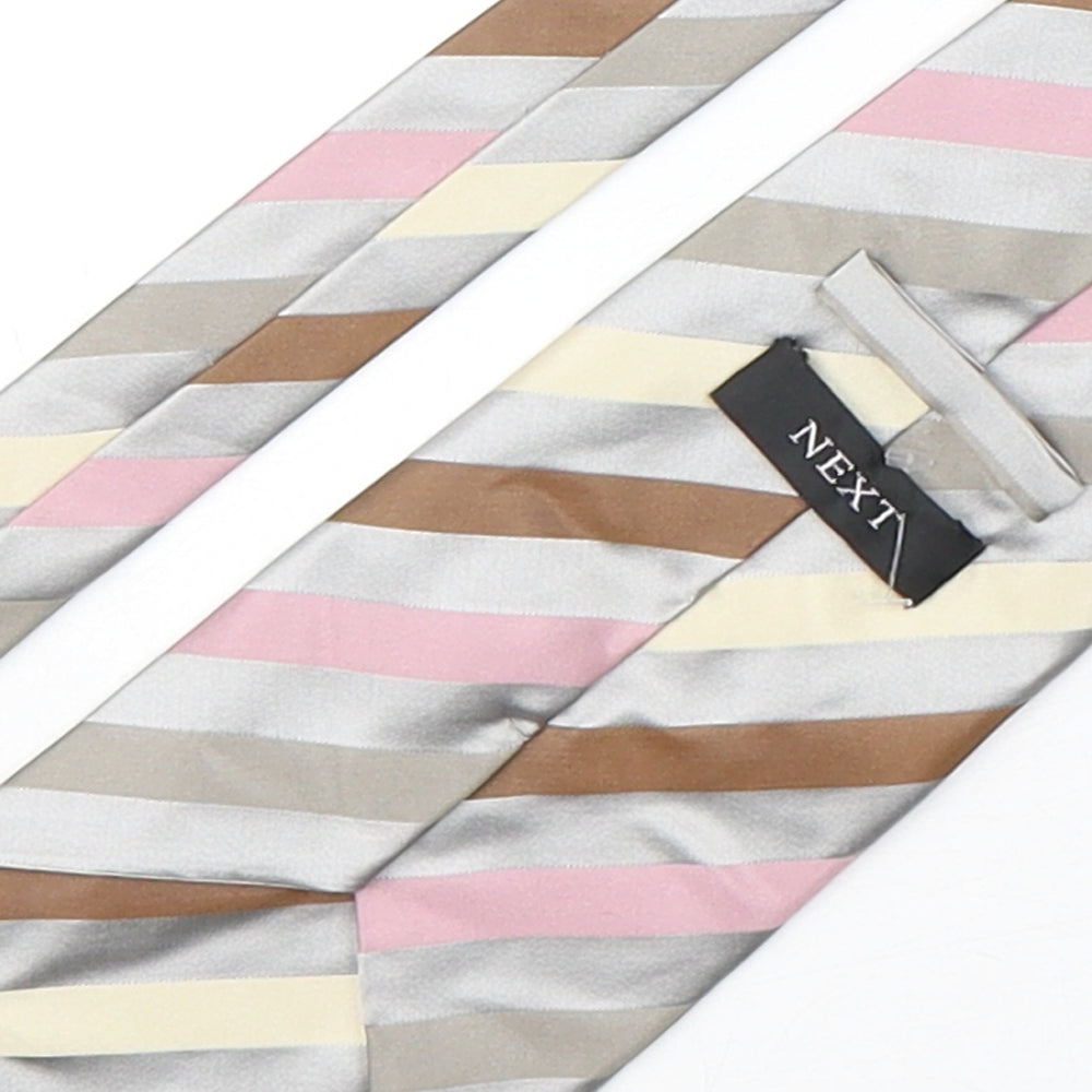 Next Mens Multicoloured Striped Silk Pointed Tie One Size