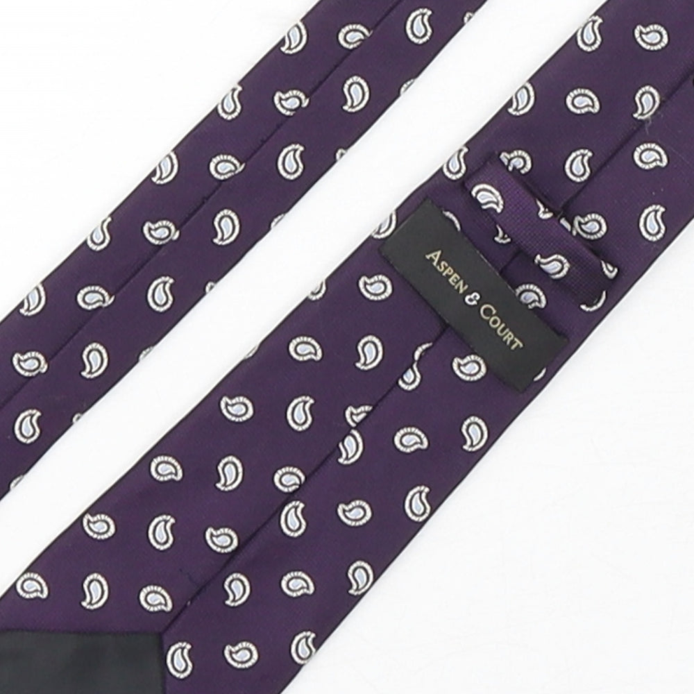 Aspen & Court Mens Purple Paisley Polyester Pointed Tie One Size