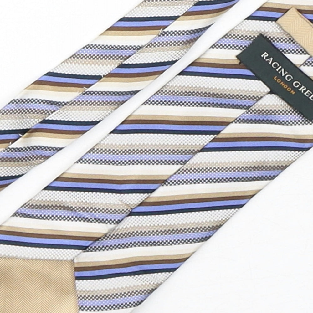 Racing Green Mens Multicoloured Striped Silk Pointed Tie One Size