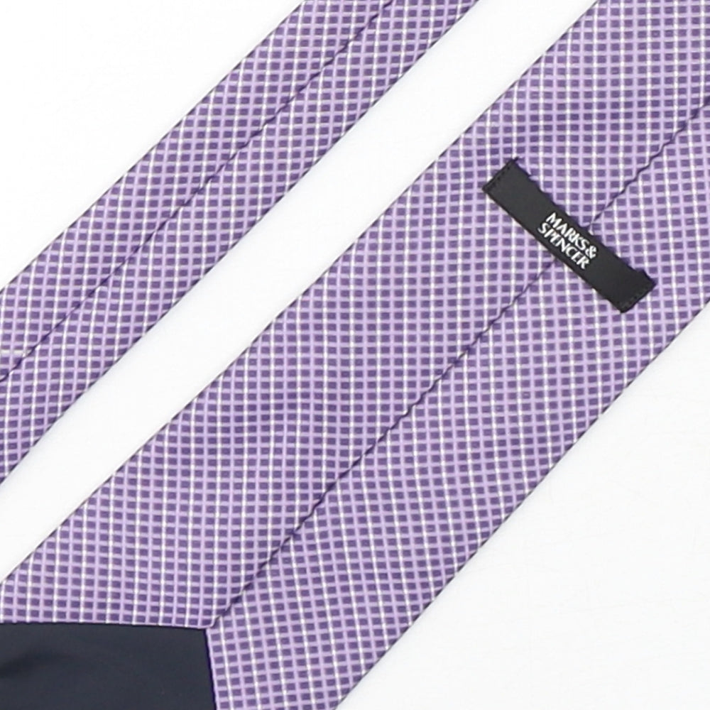 Marks & Spencer Mens Purple Plaids & Checks Polyester Pointed Tie One Size