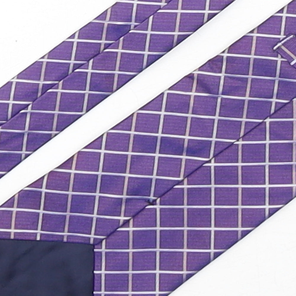 Marks & Spencer Mens Purple Plaids & Checks Silk Pointed Tie One Size