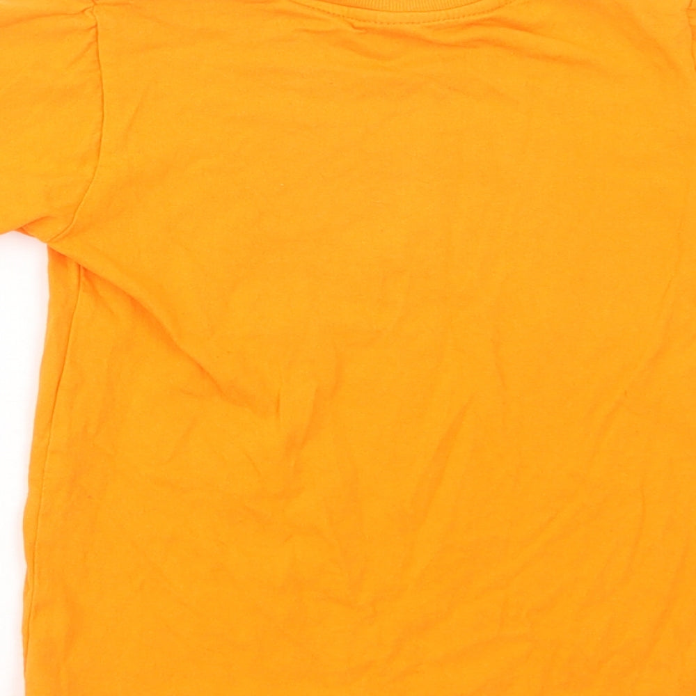 Suki Garments Girls Orange Cotton Pullover T-Shirt Size 4 Years Crew Neck Pullover - St. Lucia
