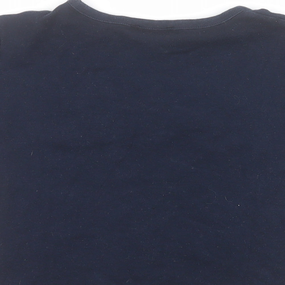Topshop Womens Blue 100% Cotton Cropped T-Shirt Size 6 Round Neck - C'est moi