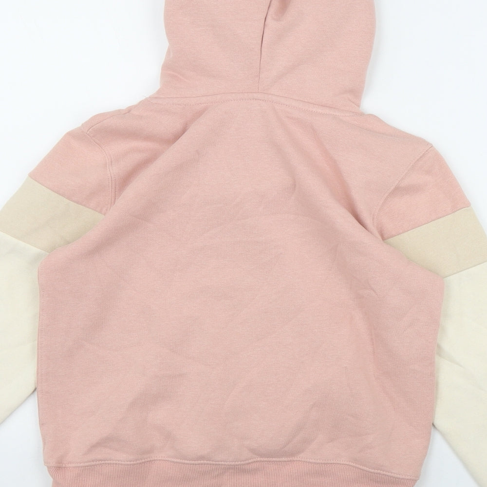 H&HM Girls Pink Colourblock Cotton Pullover Hoodie Size 10-11 Years Pullover - 'California'