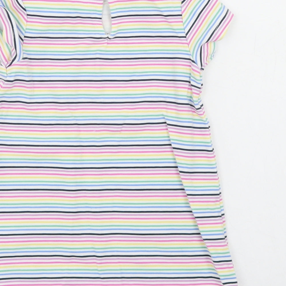 NEXT Girls Multicoloured Striped Viscose A-Line Size 9-12 Months Crew Neck