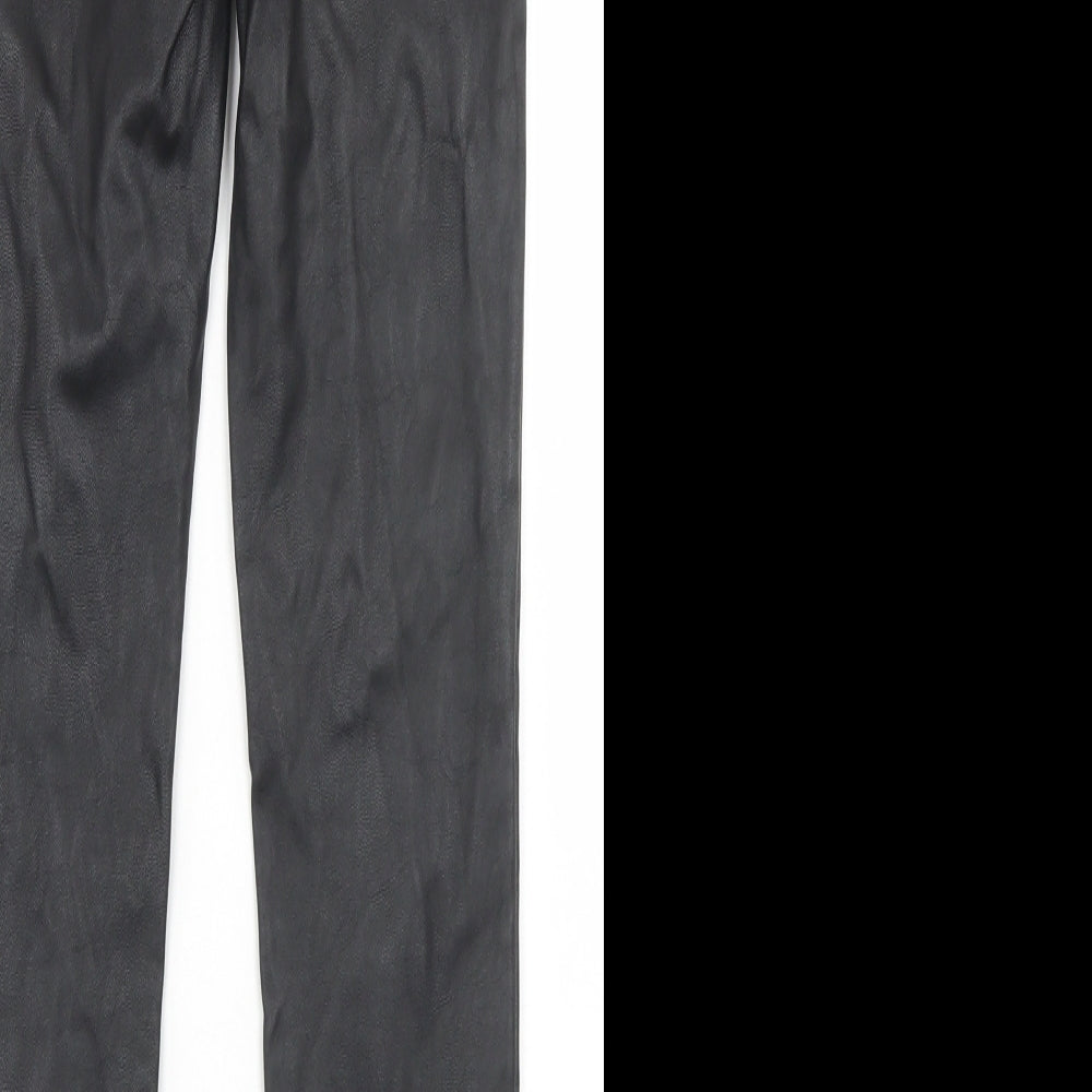 Divided Womens Black Polyurethane Trousers Size 8 L29 in Regular Zip