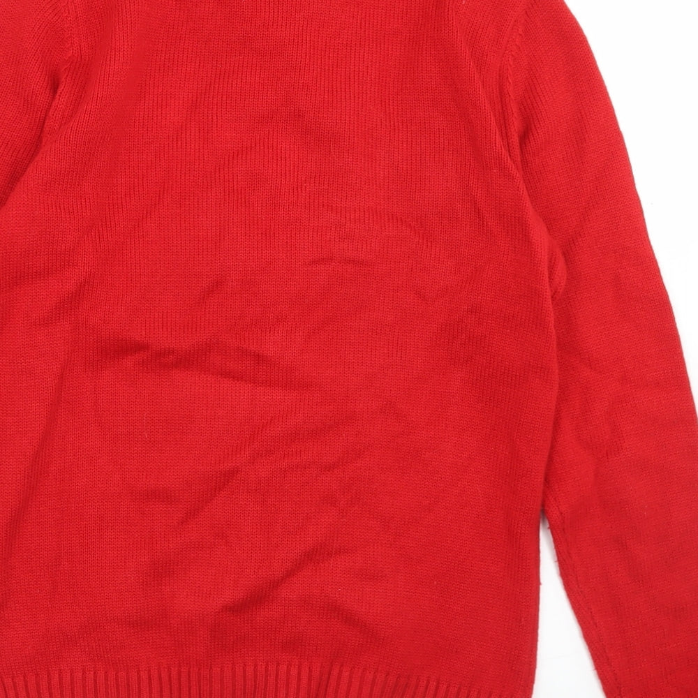 Cedarwood State Mens Red Crew Neck Acrylic Pullover Jumper Size XS - Snowman Christmas