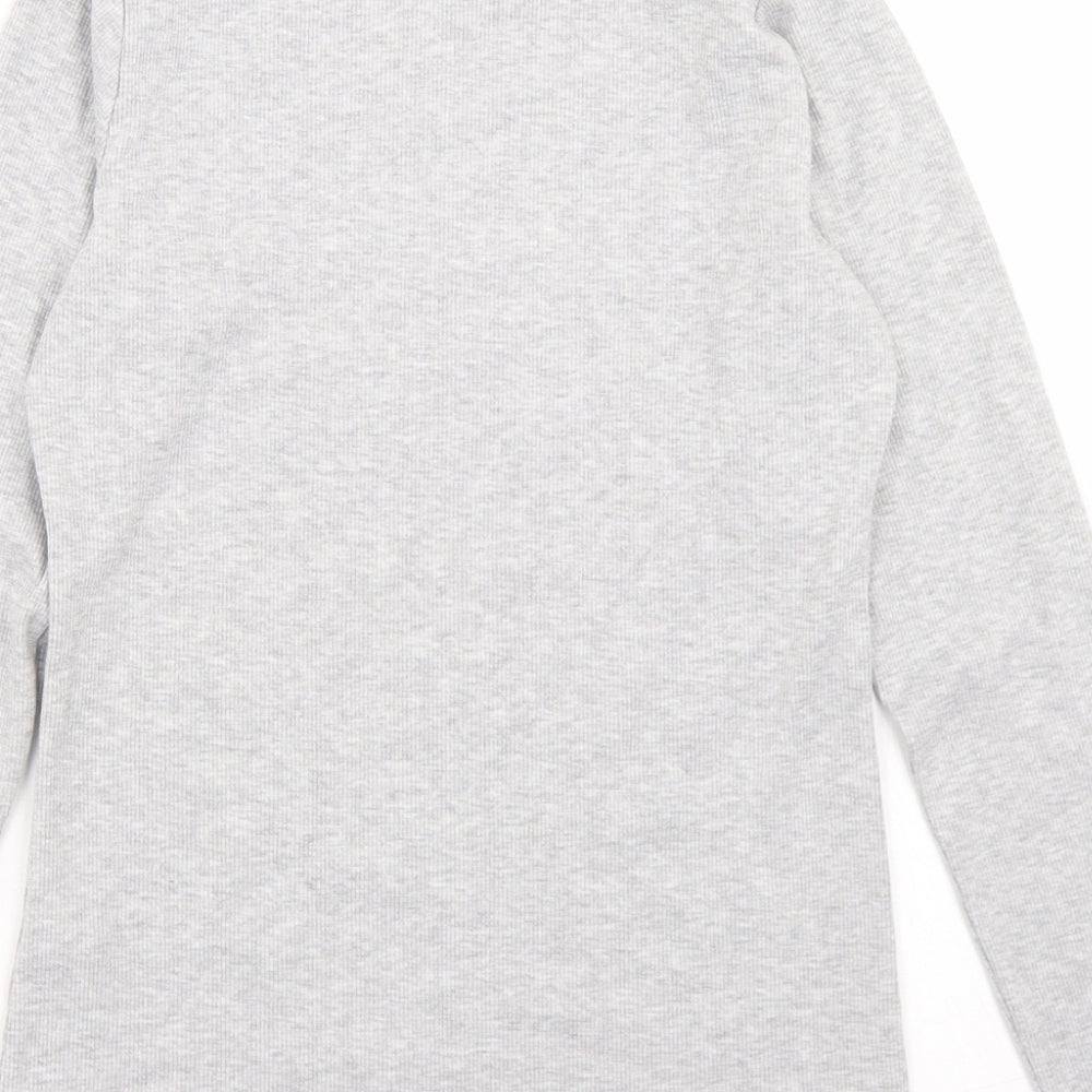 Savida Womens Grey Polyester Basic T-Shirt Size 10 Mock Neck