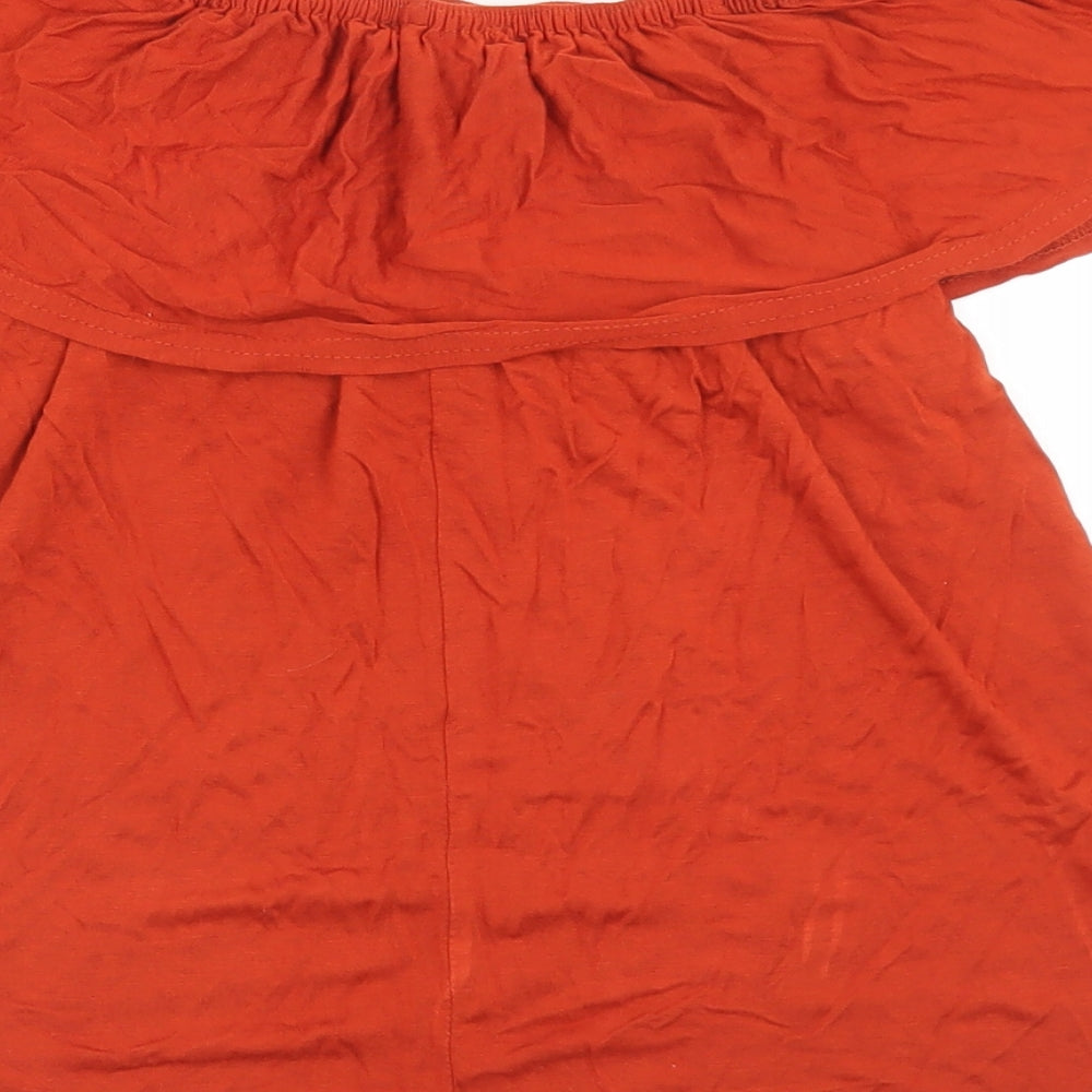 Atmosphere Womens Brown Viscose Basic Blouse Size 8 Off the Shoulder