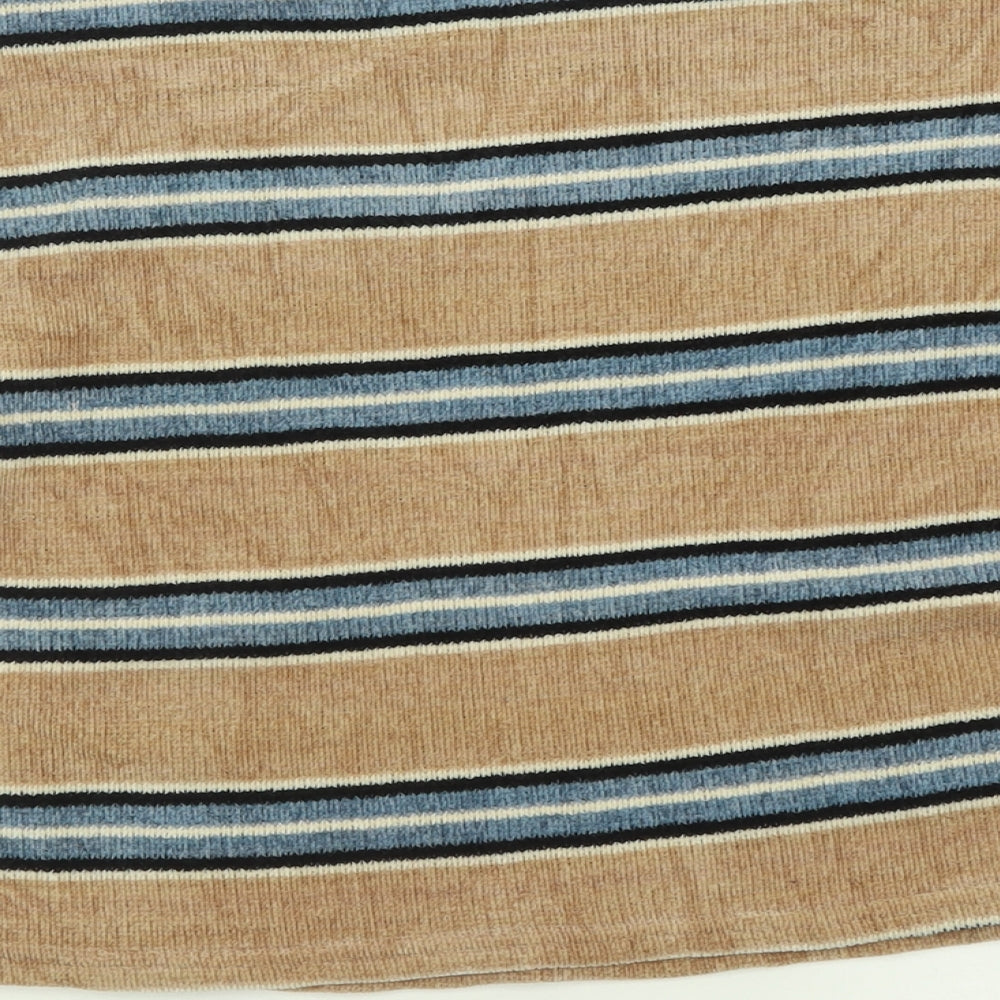 New Look Womens Brown Crew Neck Striped Polyester Pullover Jumper Size L