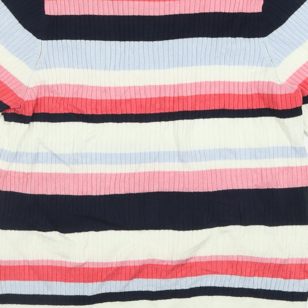 Marks & Spencer Womens Pink Crew Neck Striped Viscose Pullover Jumper Size 16