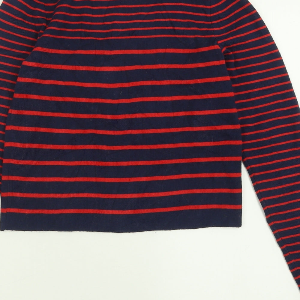 New Look Womens Blue Crew Neck Striped Polyester Pullover Jumper Size 8