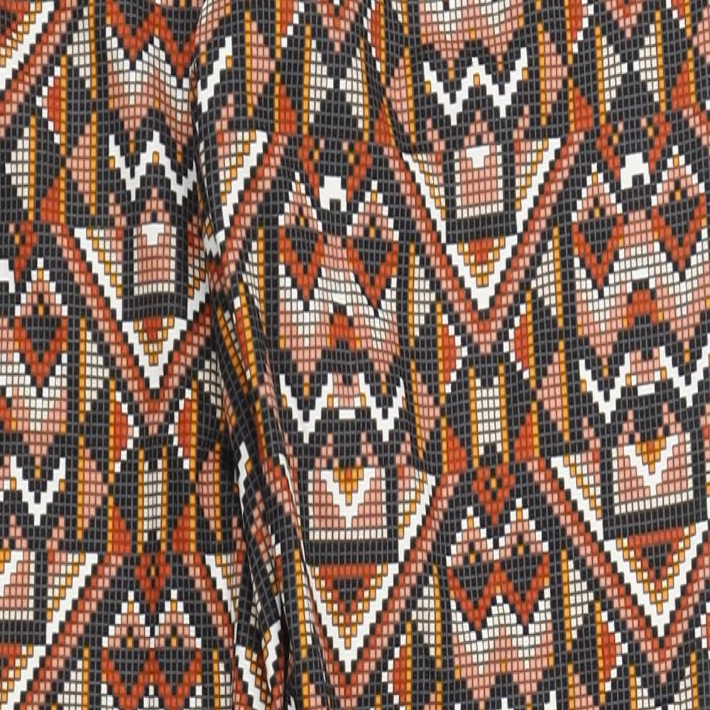 H&M Womens Multicoloured Geometric Cotton Carrot Trousers Size 10 L27 in Regular