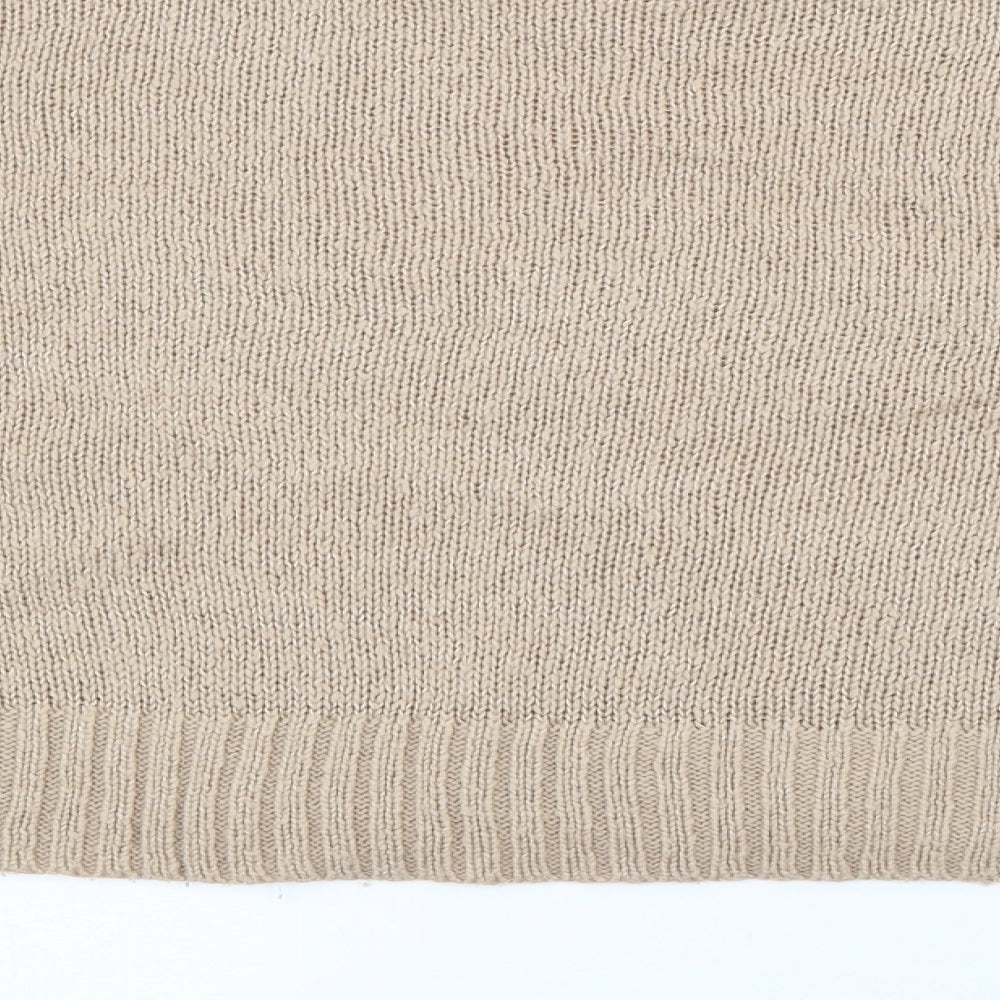 New Look Womens Beige Crew Neck Acrylic Pullover Jumper Size L
