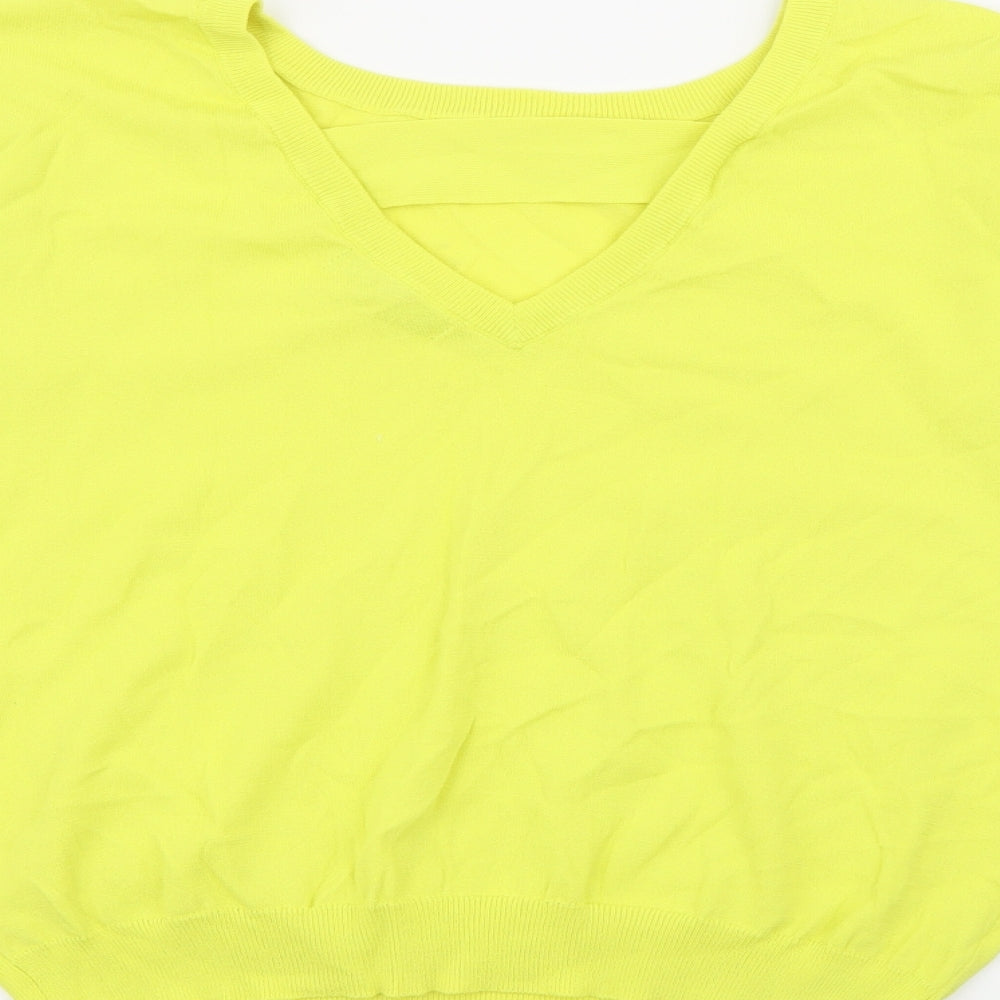NEXT Womens Yellow Crew Neck Viscose Pullover Jumper Size 12