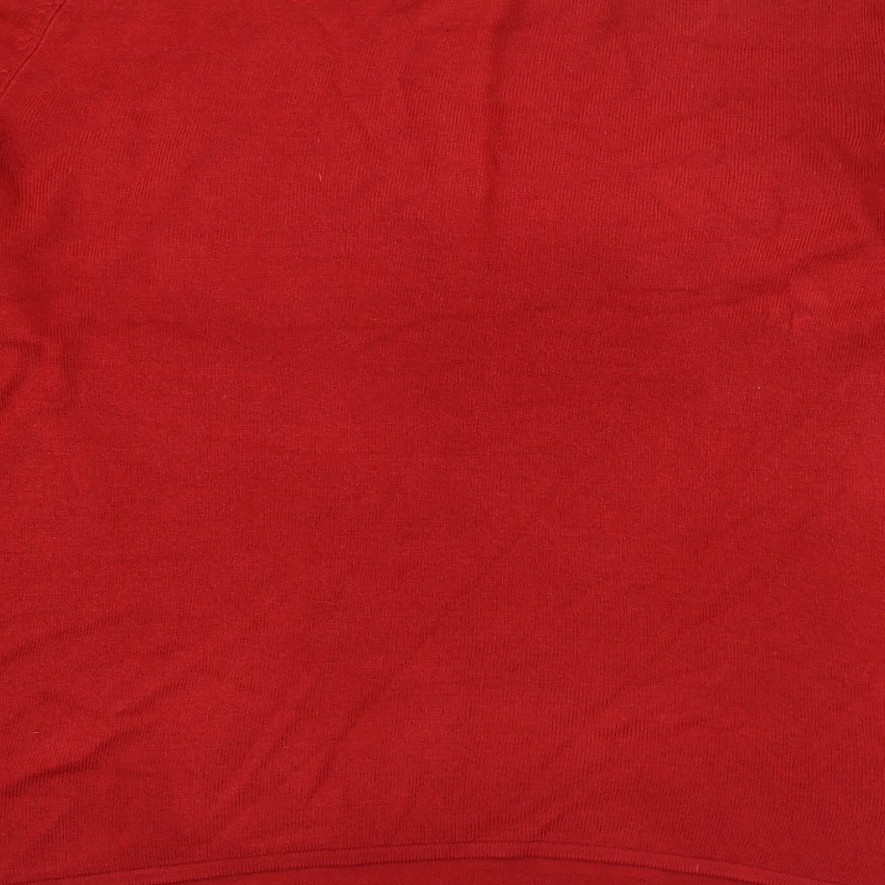 Preworn Womens Red Round Neck Acrylic Pullover Jumper Size 16
