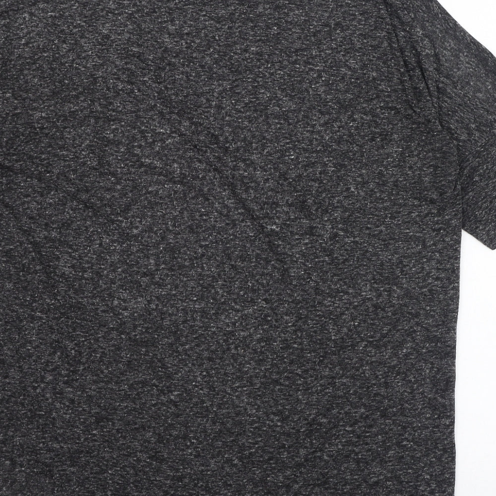 New Look Womens Grey Polyester Basic T-Shirt Size 12 Round Neck