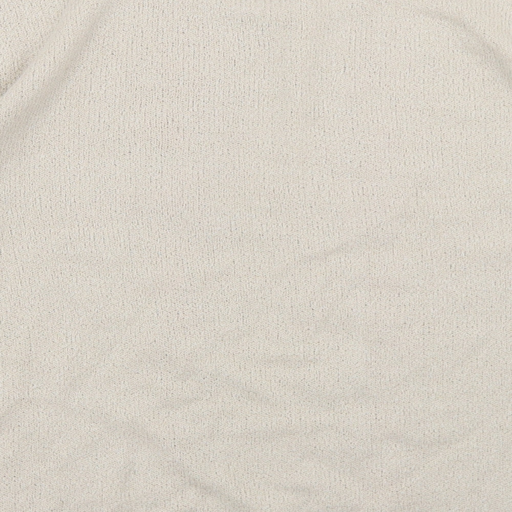 Berkertex Womens Beige Round Neck Acrylic Pullover Jumper Size 14 - Floral Detail