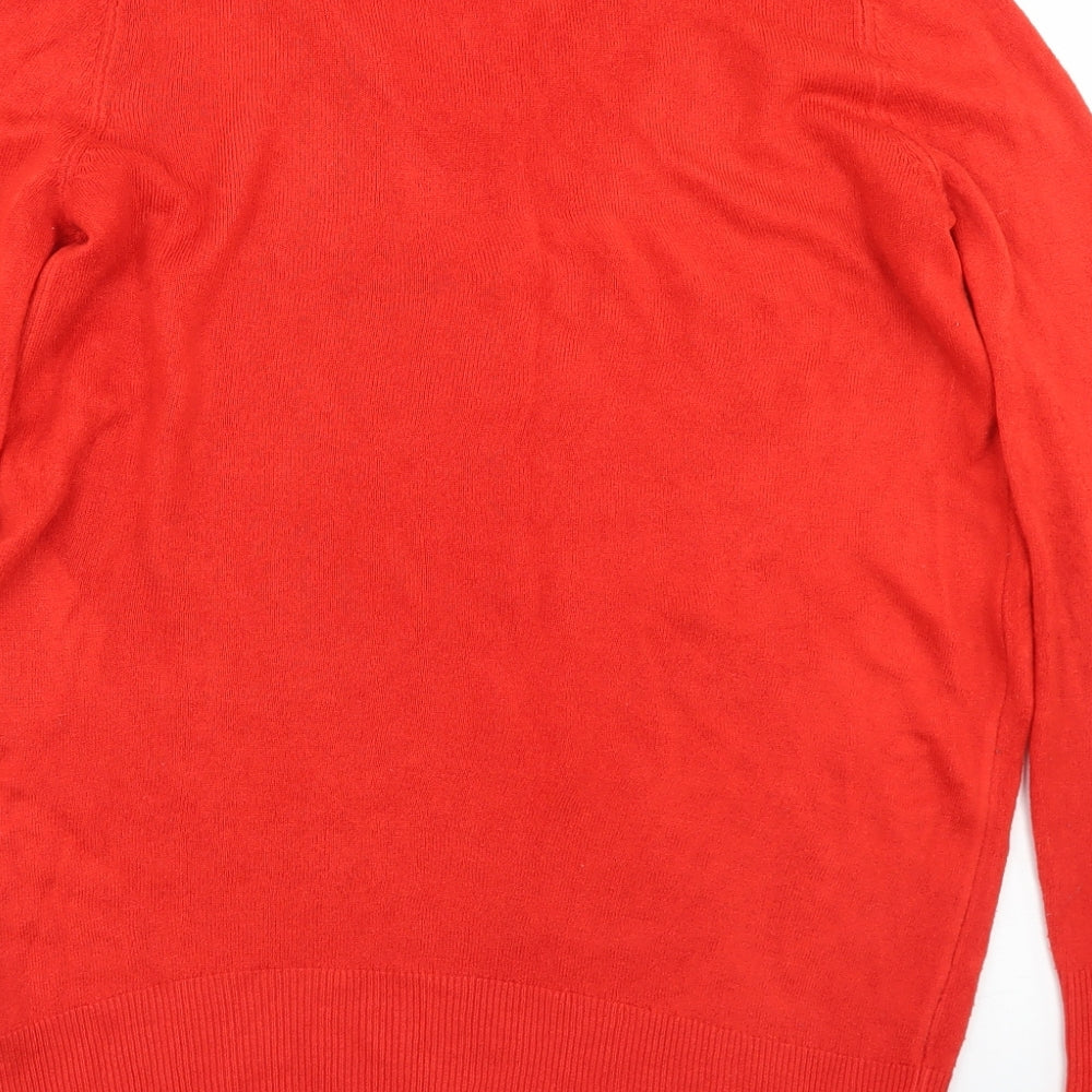 Papaya Womens Red V-Neck Acrylic Pullover Jumper Size S - Cut outs