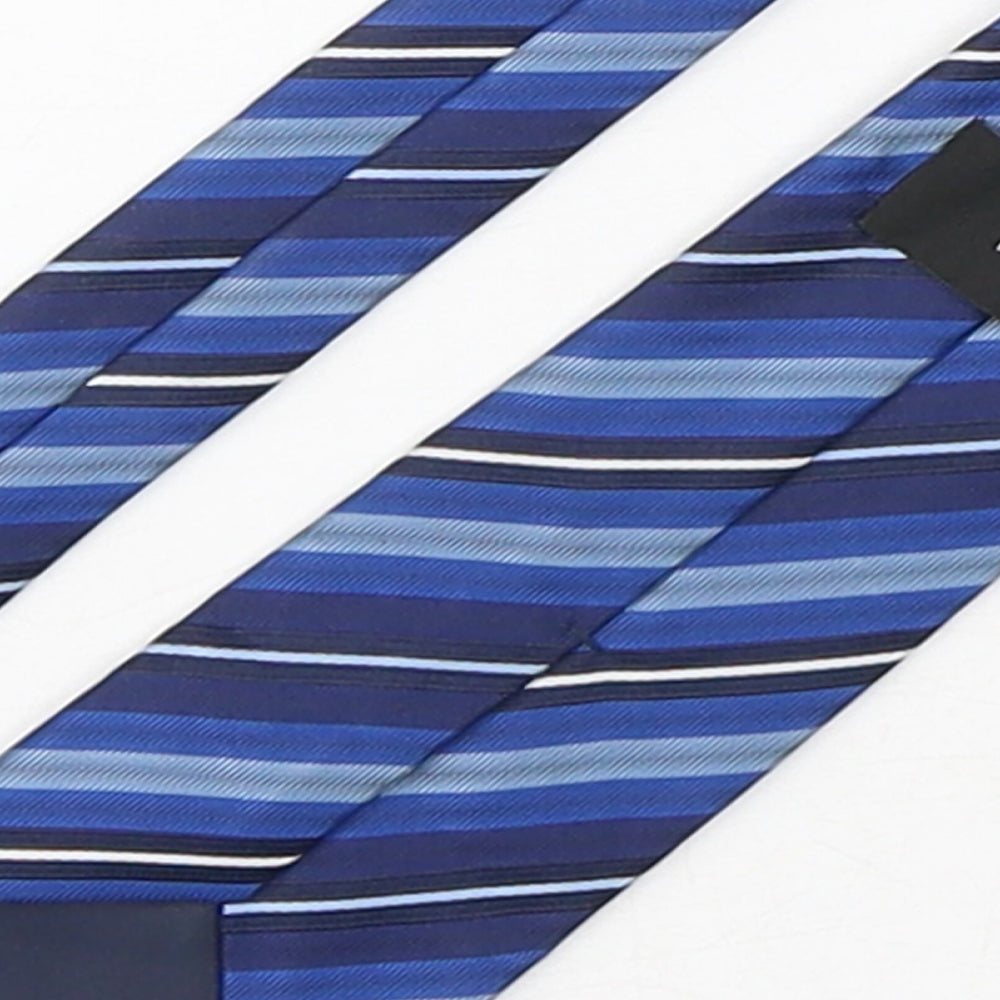 Next Mens Blue Striped Polyester Pointed Tie One Size