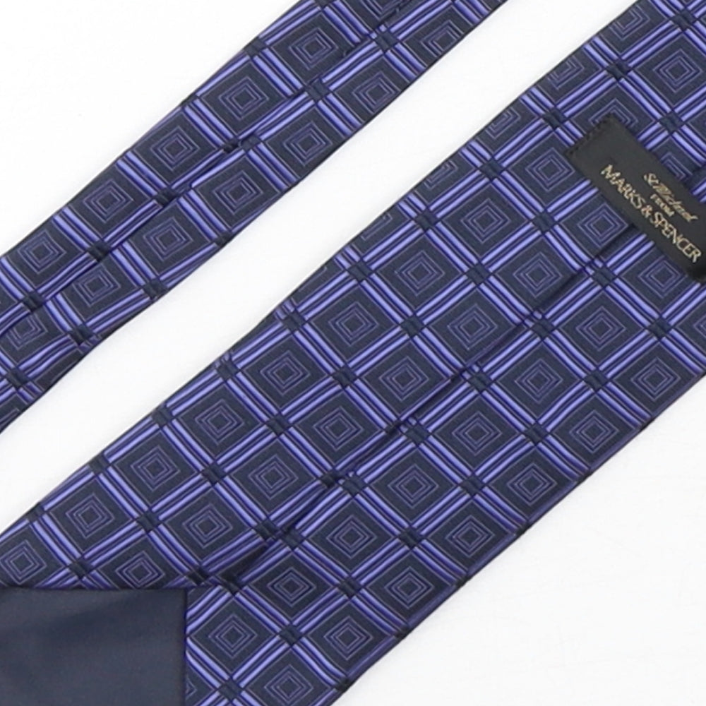 Marks & Spencer Mens Purple Geometric Polyester Pointed Tie One Size