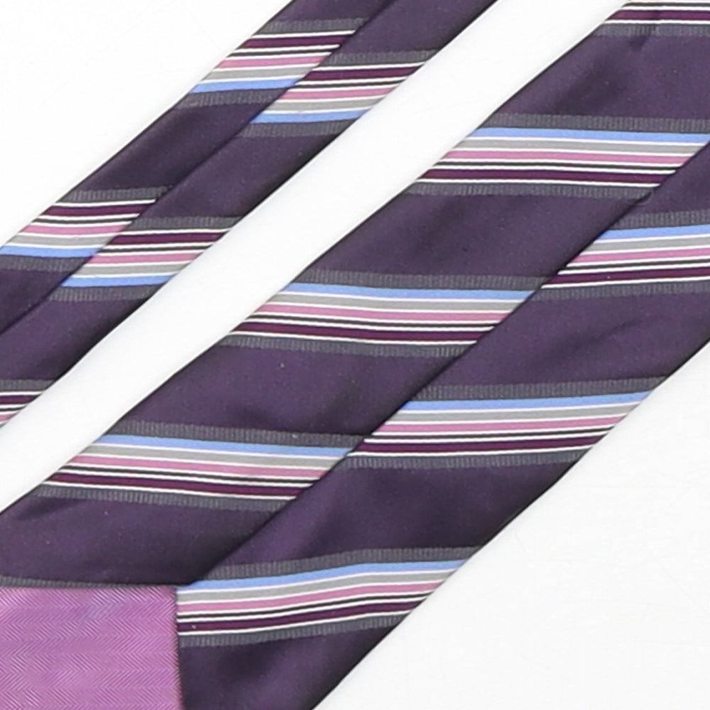 Marks & Spencer Mens Multicoloured Striped Polyester Pointed Tie One Size