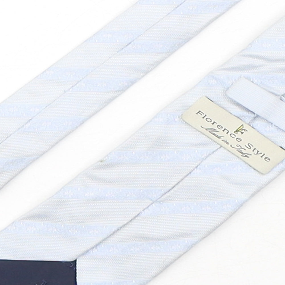 Florence Style Mens Blue Striped Silk Pointed Tie One Size