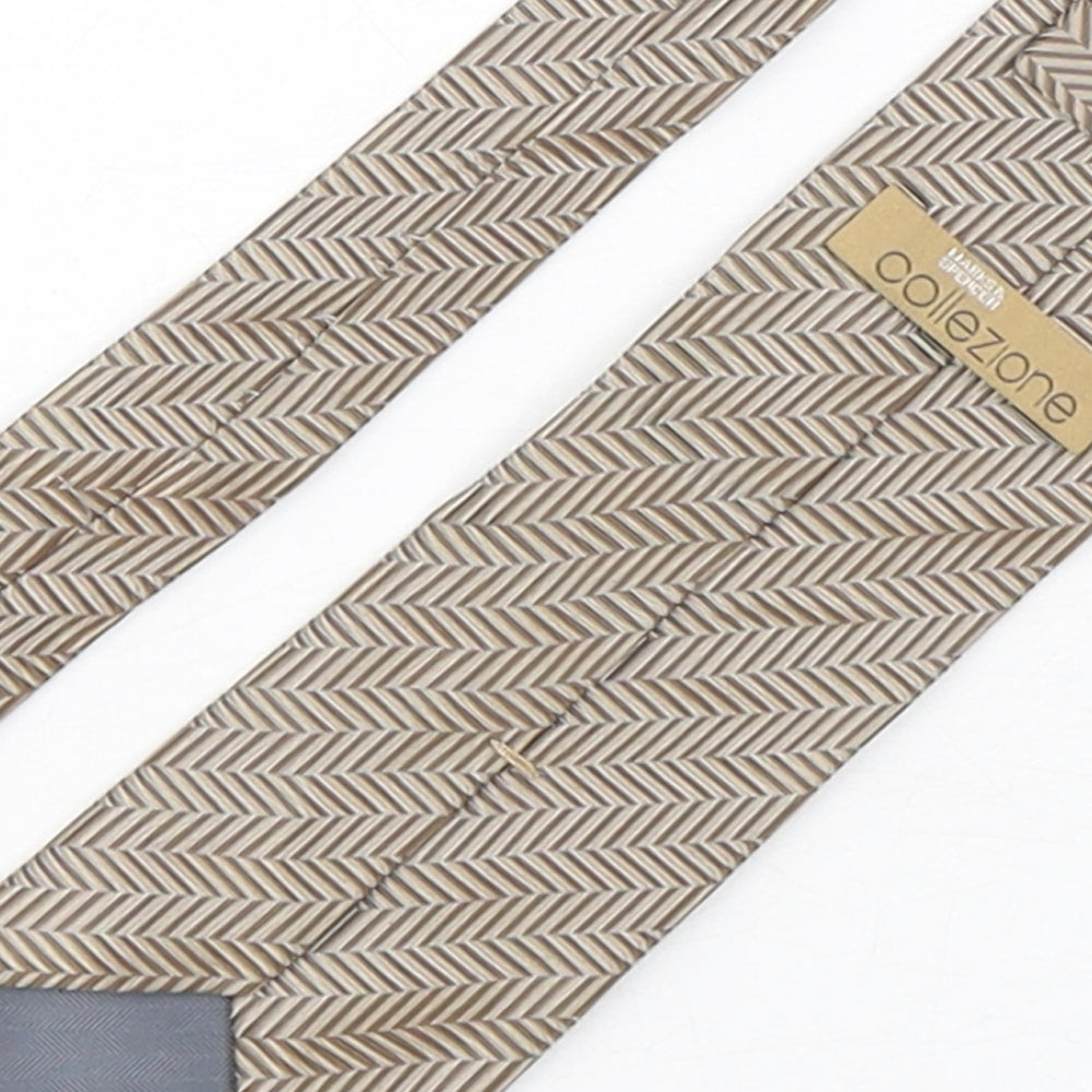 Collezione Mens Brown Geometric Silk Pointed Tie One Size