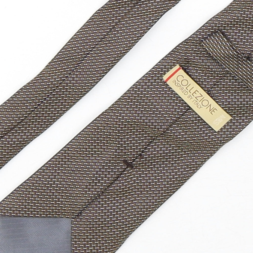 Collezione Mens Brown Geometric Silk Pointed Tie One Size