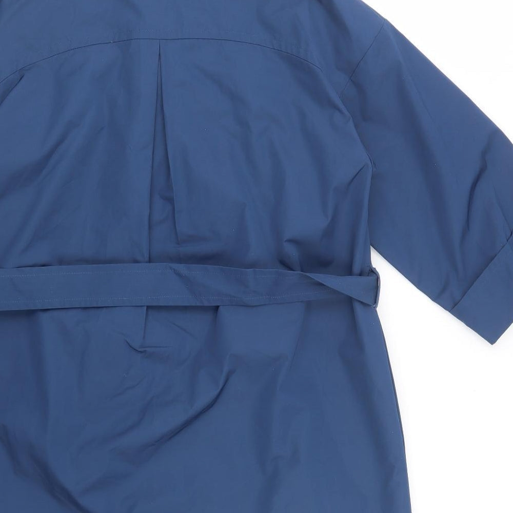 Square Womens Blue Pea Coat Coat Size L Button