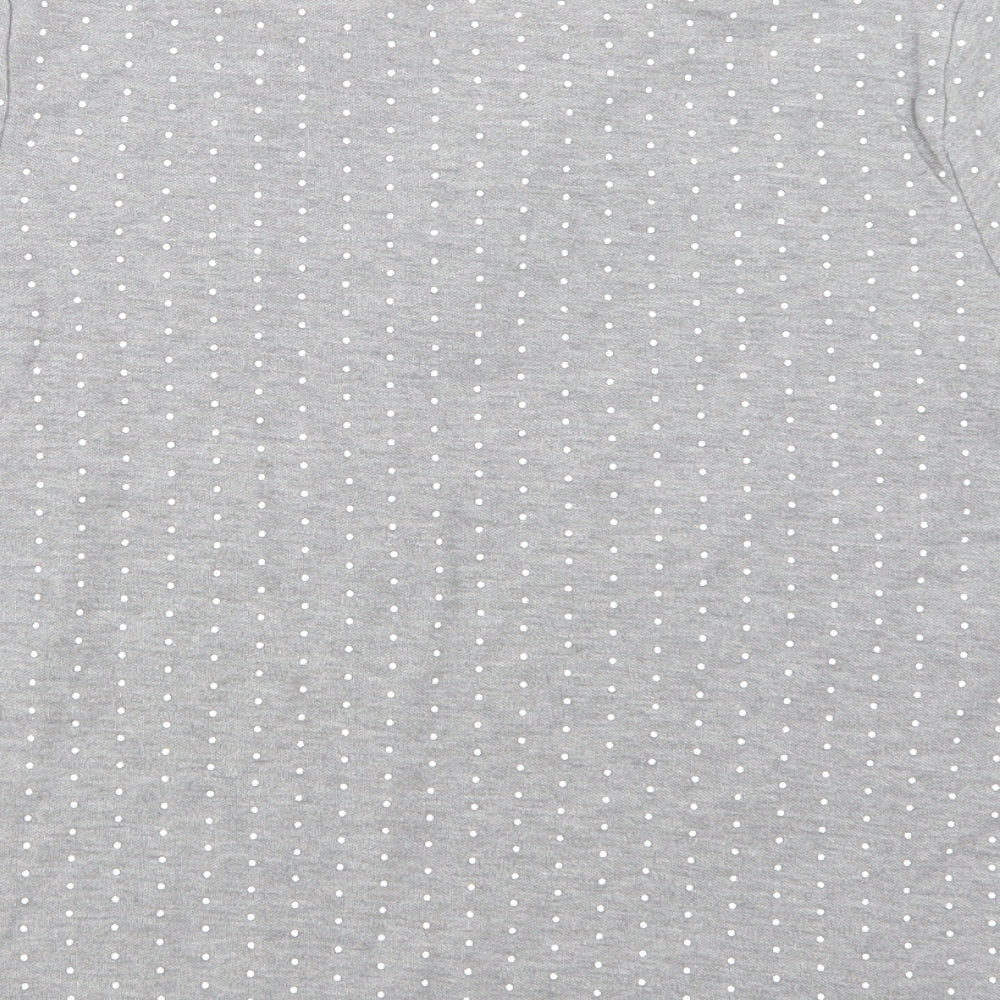 Essentials Womens Grey Polka Dot Cotton Basic Polo Size 8 Collared