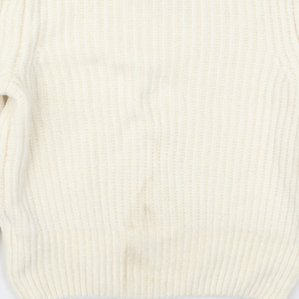 H&M Womens Ivory Crew Neck Polyester Pullover Jumper Size XS