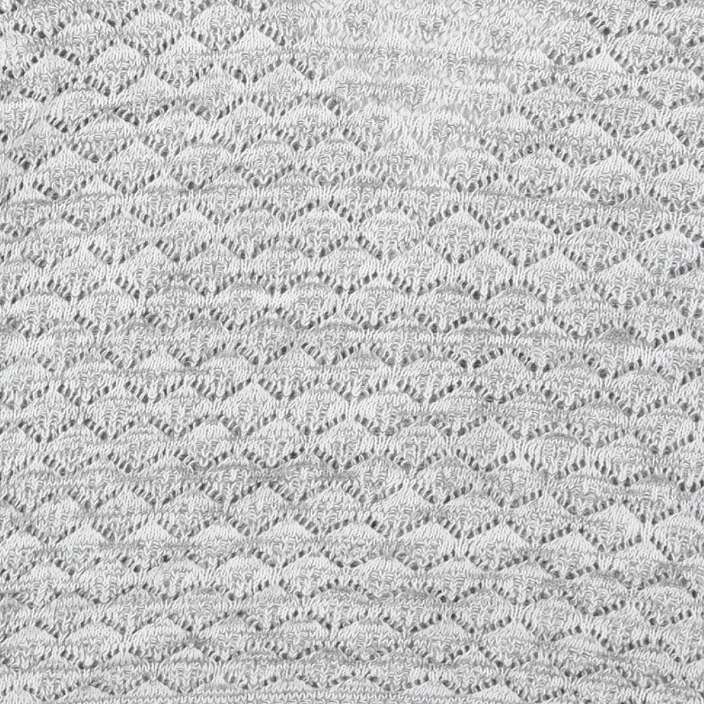Mia Moda Womens Grey V-Neck Acrylic Cardigan Jumper Size L