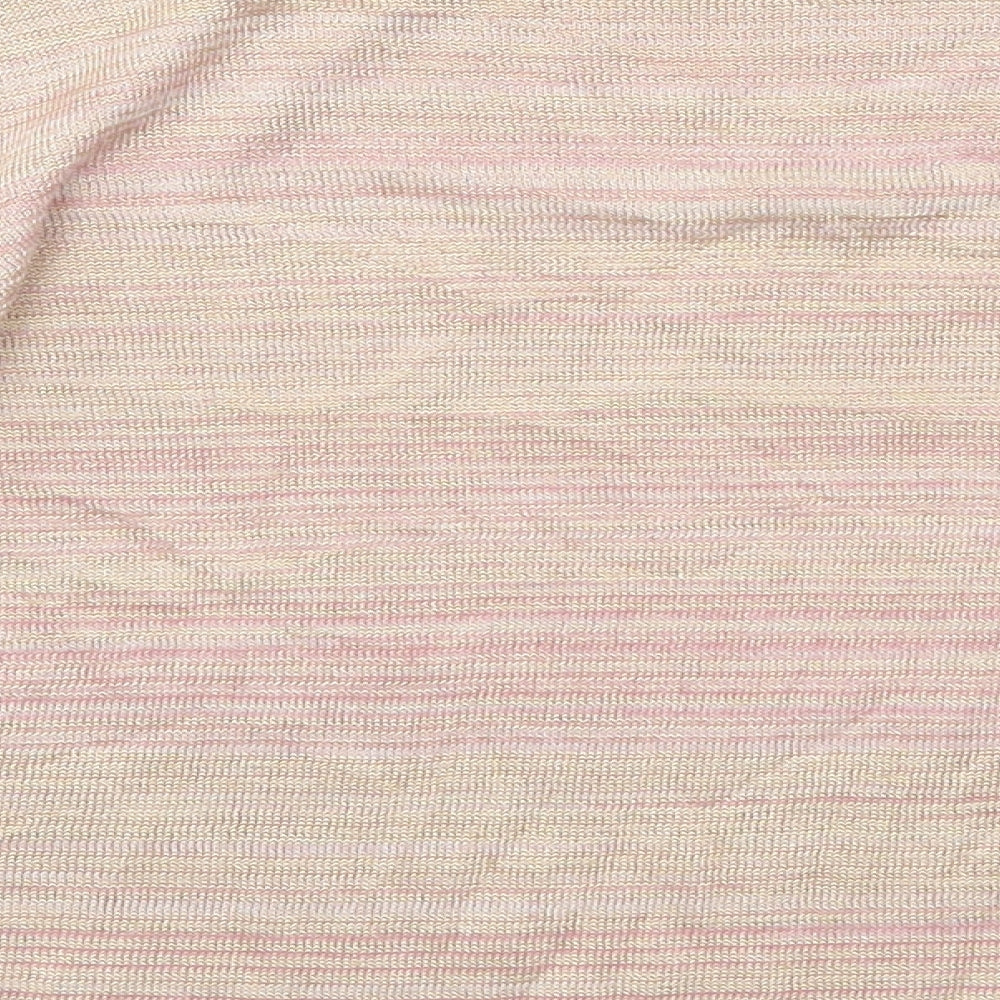 Marks & Spencer Womens Pink Crew Neck Striped Polyester Pullover Jumper Size 8
