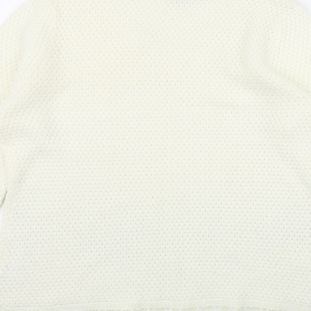 Originals Knitwear Womens Ivory Round Neck Acrylic Pullover Jumper Size M