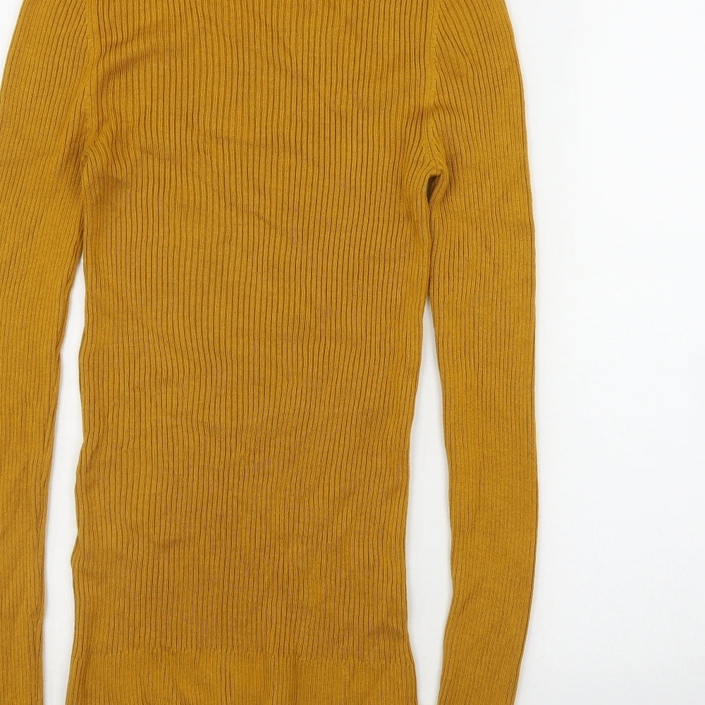 Topshop Womens Yellow Round Neck Viscose Pullover Jumper Size S
