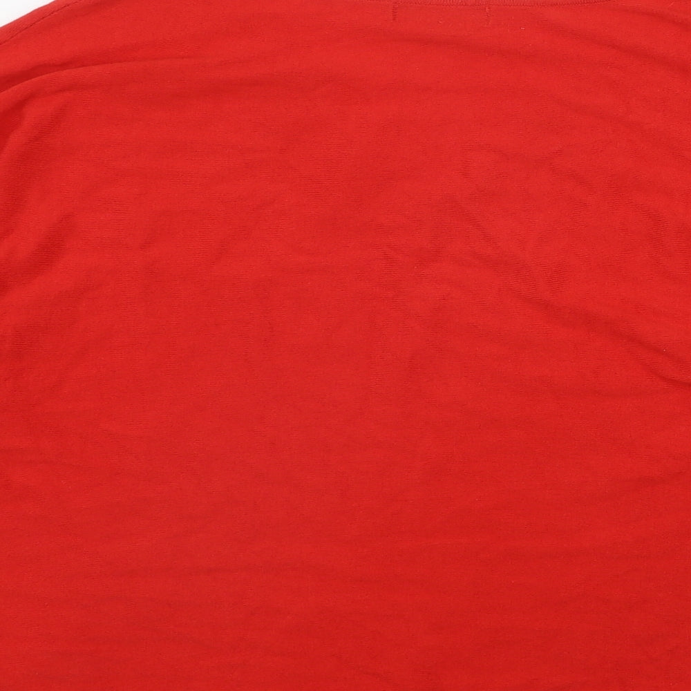 Collection Womens Red V-Neck Polyester Pullover Jumper Size M