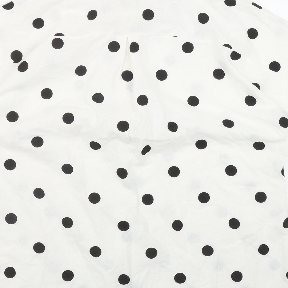 MissLook Womens White Polka Dot Cotton Basic Button-Up Size 2XL Collared
